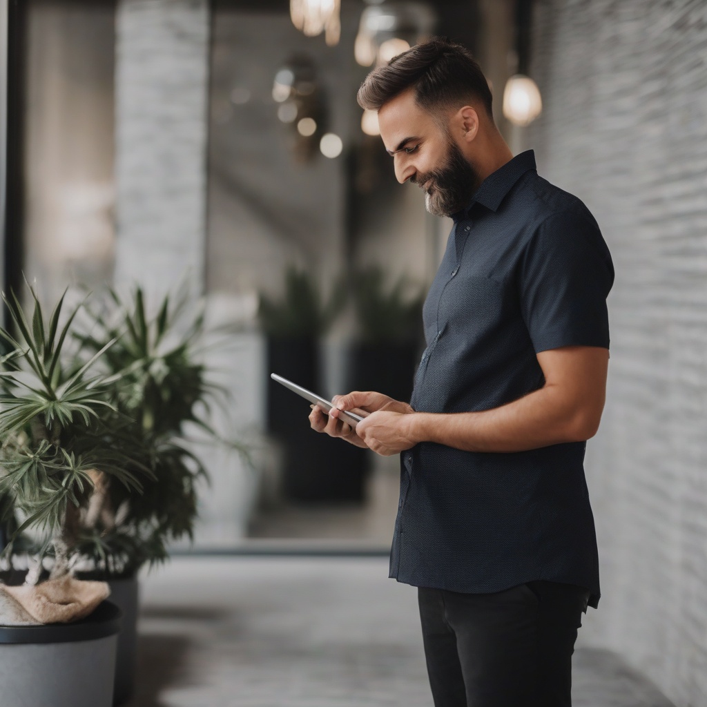 Marketing professional reviewing checklist on tablet