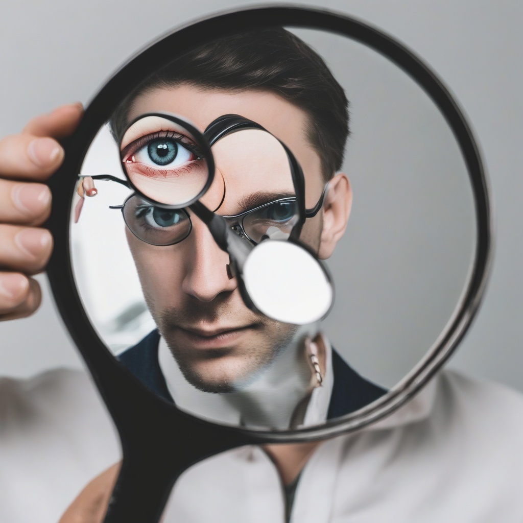 Person using a magnifying glass to look at buyer personas